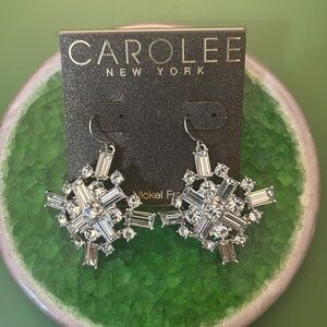 Large Crystal Cluster Drop Earrings - silver